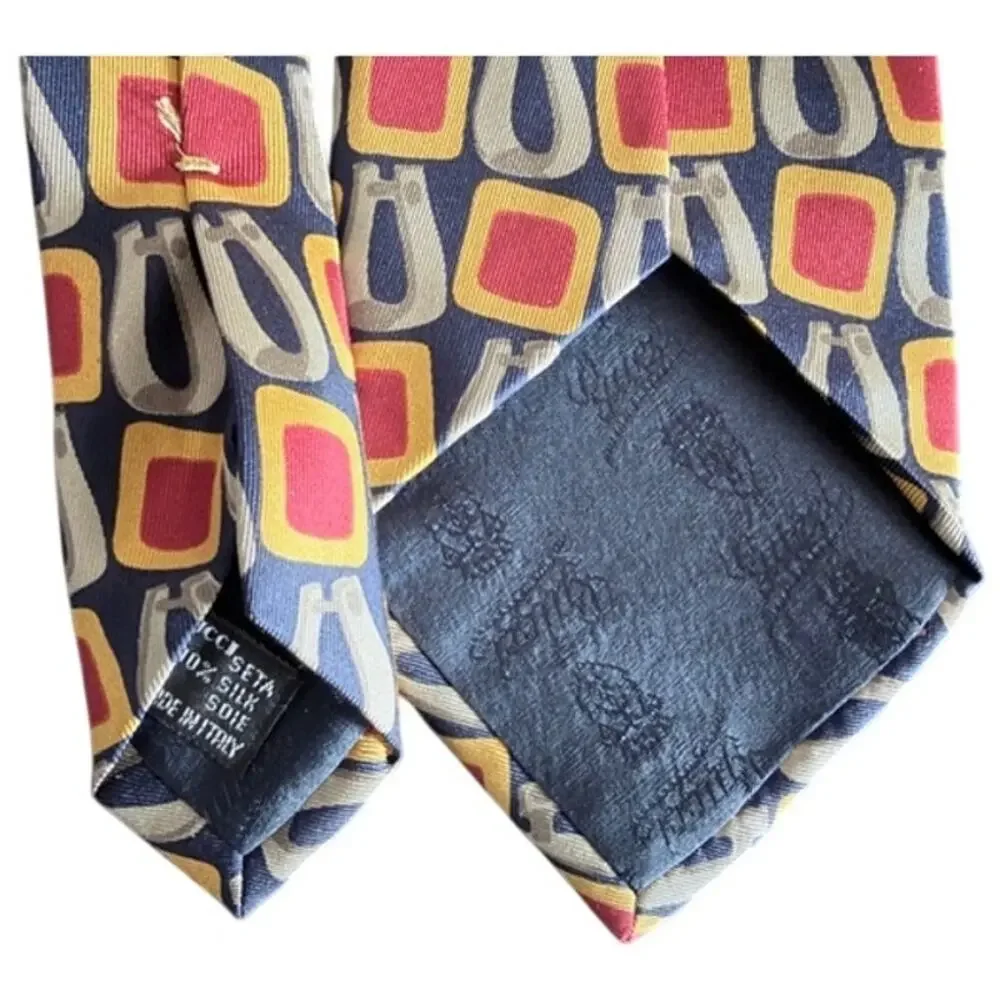 Gucci 100% Silk Geometric Pattern Tie Made in Italy - Picture 7 of 7